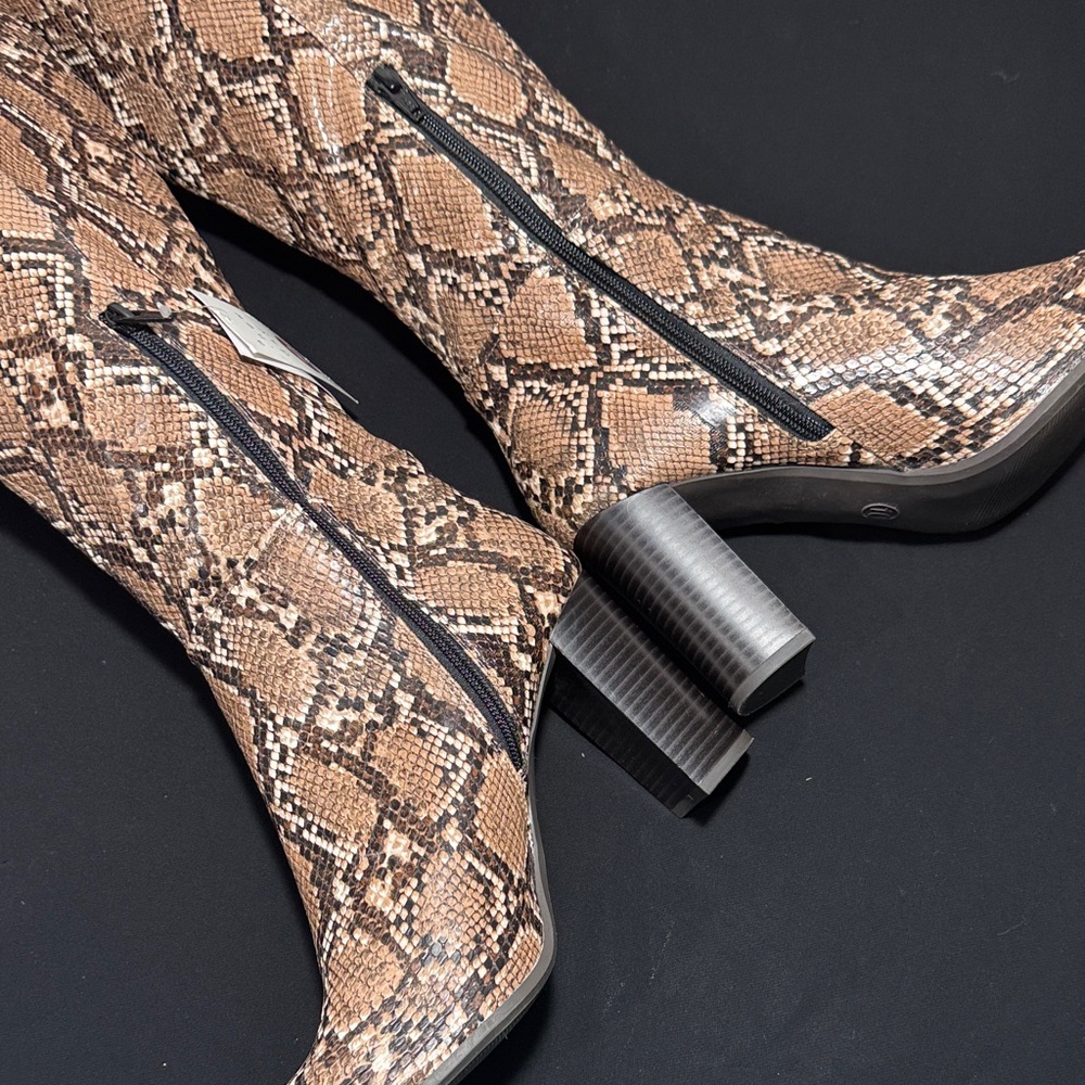 a new day Tan Snake-Print Over-the-Knee Boots - Picture 7 of 11